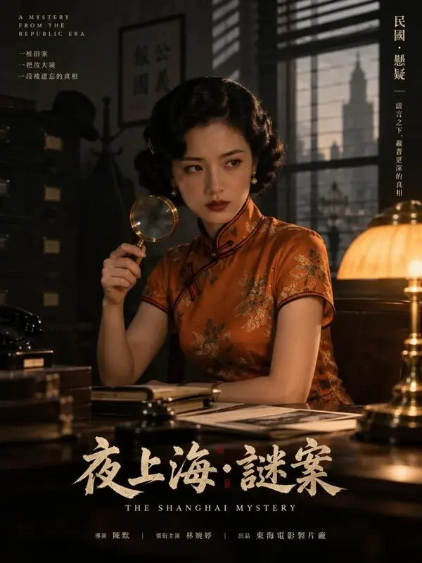 旗袍侦探社短剧竖版封面，民国题材